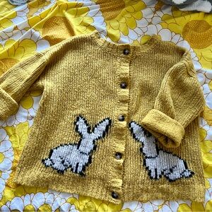 Viral Anthropologie Maeve Bunny Cardigan in yellow